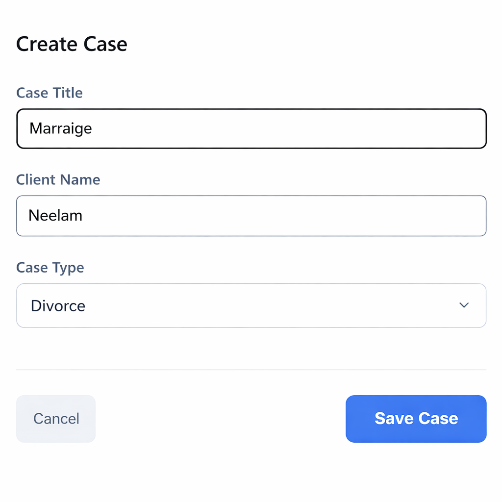 Create Case Screenshot